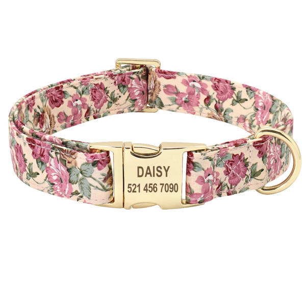 Gravur-Halsband, Personalisiertes Nylon Hundehalsband mit eingraviertem Wunschtext