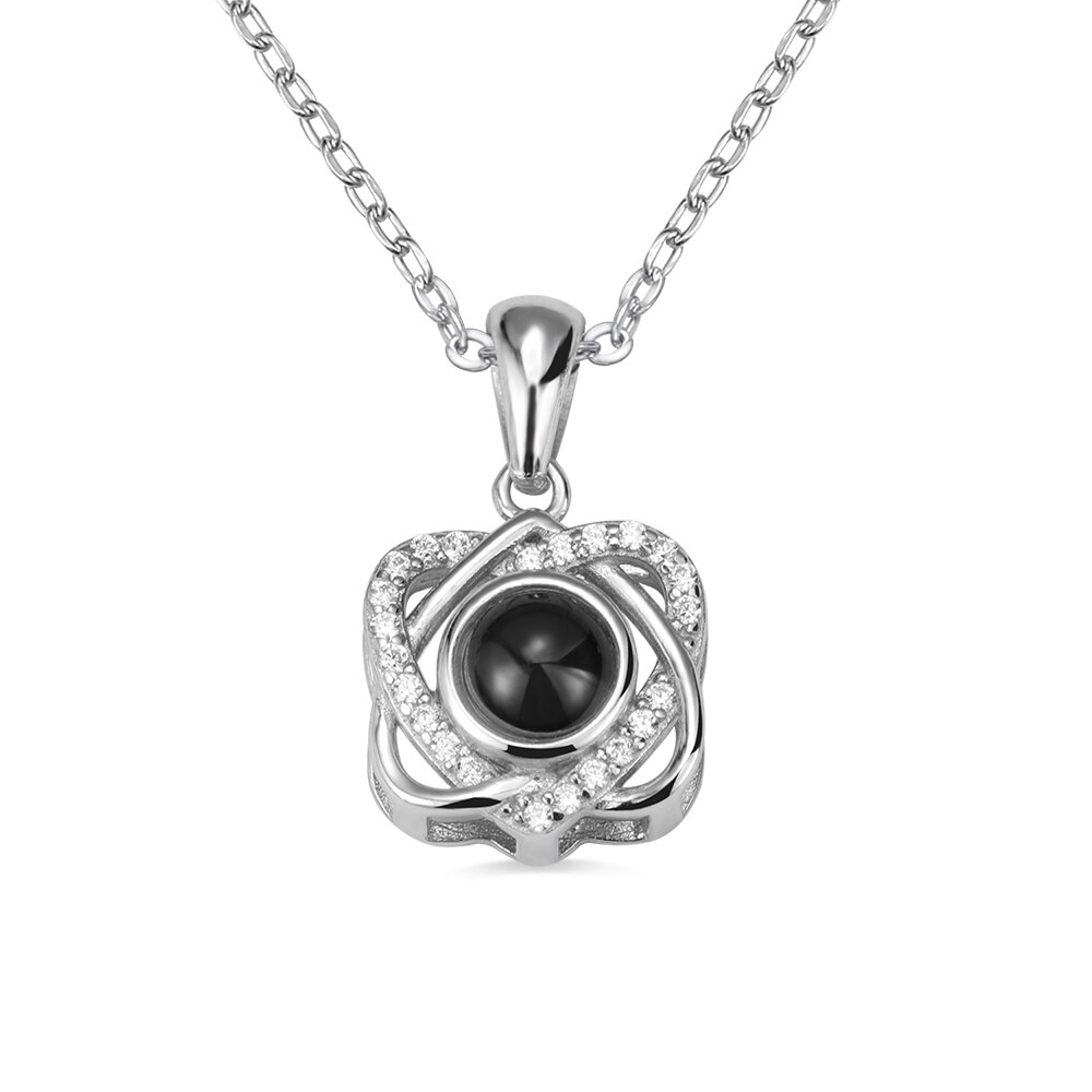 Personalisierter Kristall-Stein Halskette für Damen mit Fotoprojektion 3D-Halskette