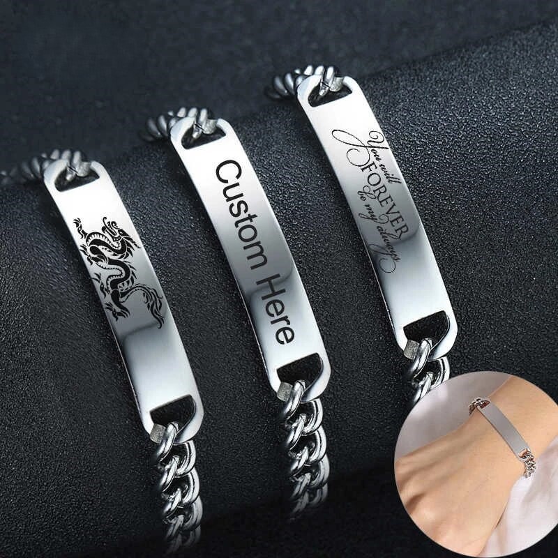 Silberarmband mit Textgravur – personalisiert (21 cm)