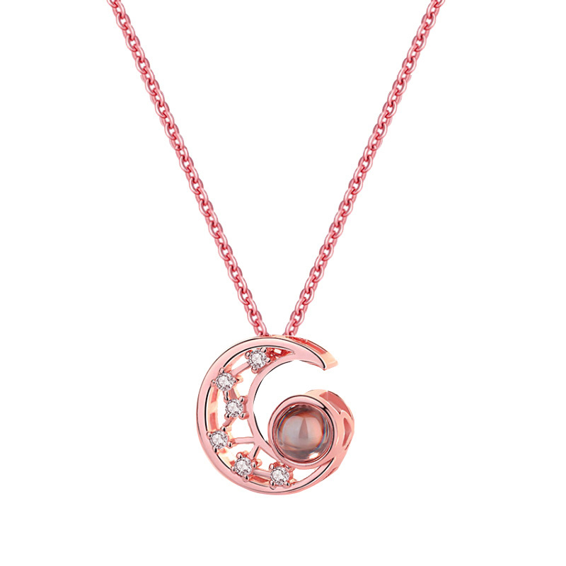 3D-Projektion Halskette Personalisierte Foto Kette mit eigenem Bild Foto - Mond Halskette