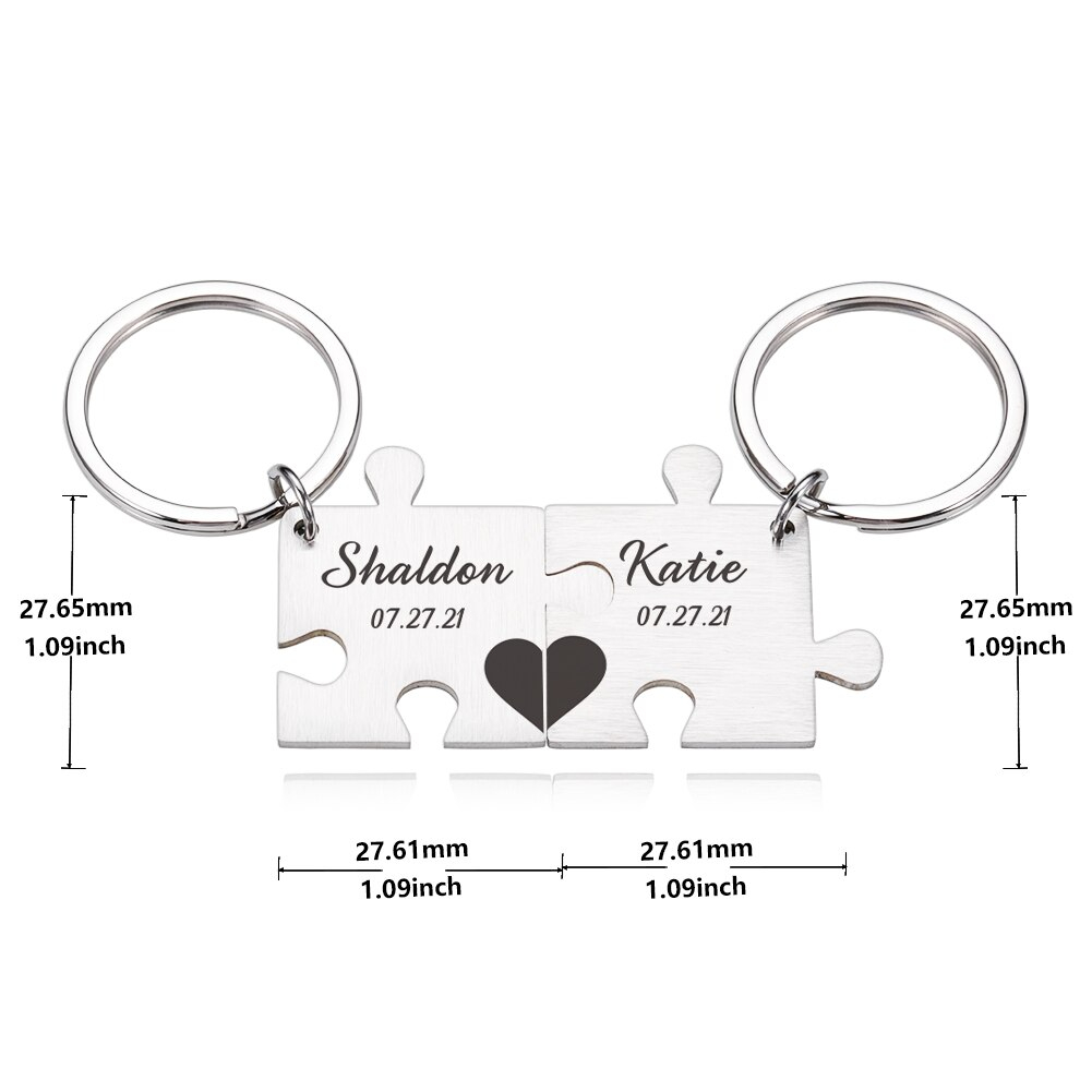 2 Teiliger Puzzle Partner- Schlüsselanhänger mit Namensgravur Personalisiert