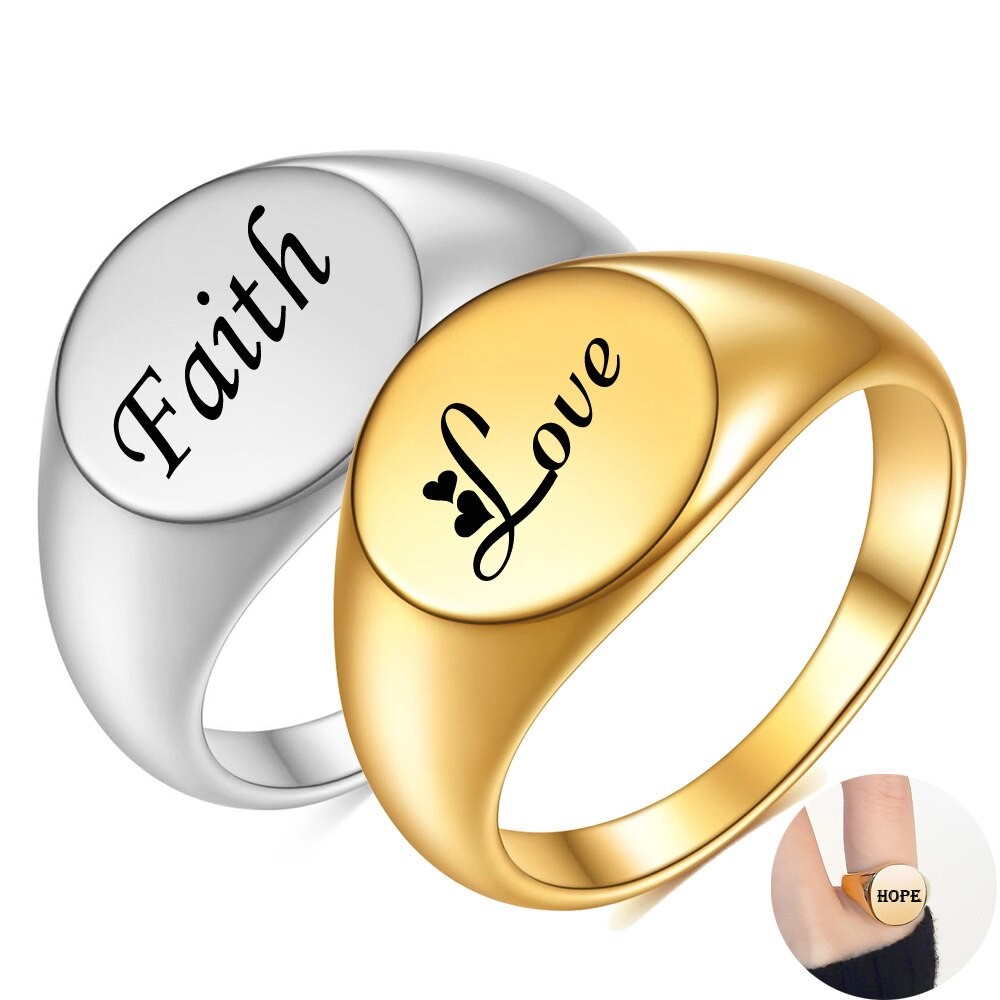 Ring mit Wunschtext Gravur | Klasse-Gravur Personalisierter Ring Textgravur