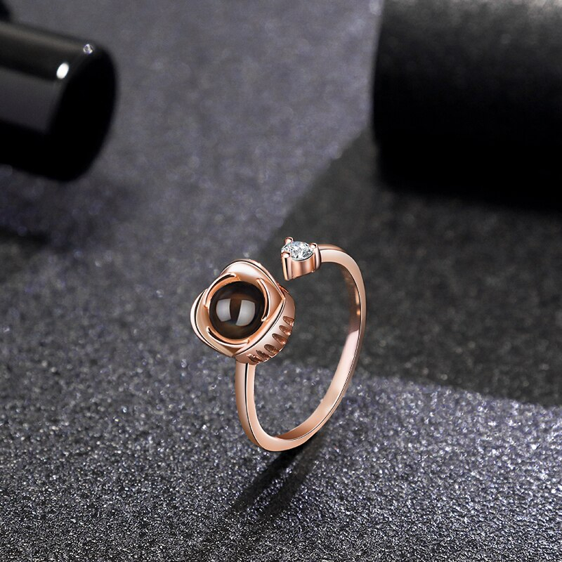 Projektion Ring mit eigenem Foto Bild im Kistall-Stein | Klasse-Gravur Personalisierter Ring