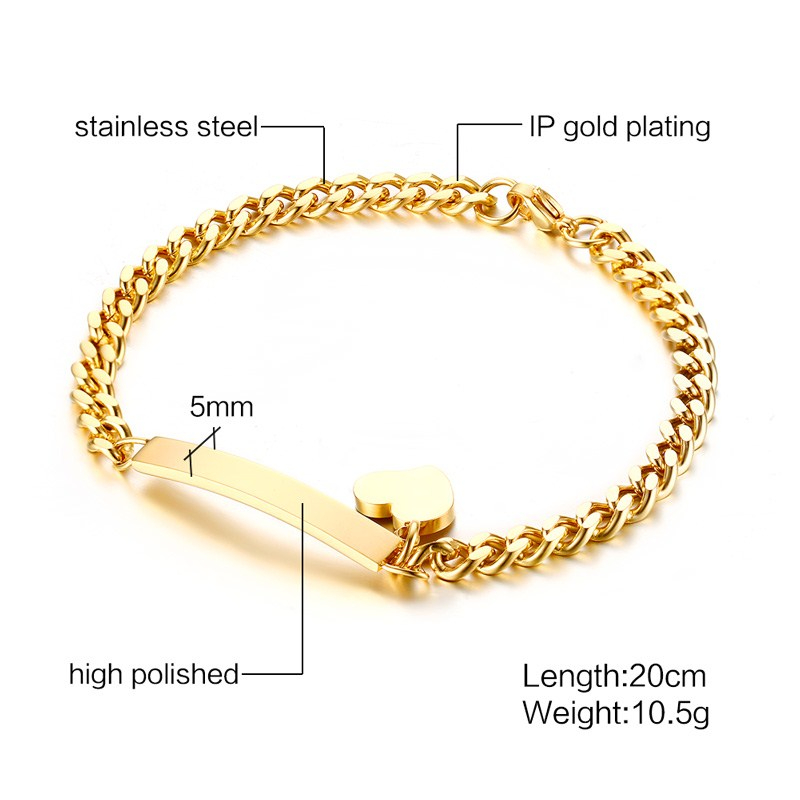 Personalisiertes Armband aus Edelstahl mit eigenem Namen Wunschtext Gravur Herz Symbol