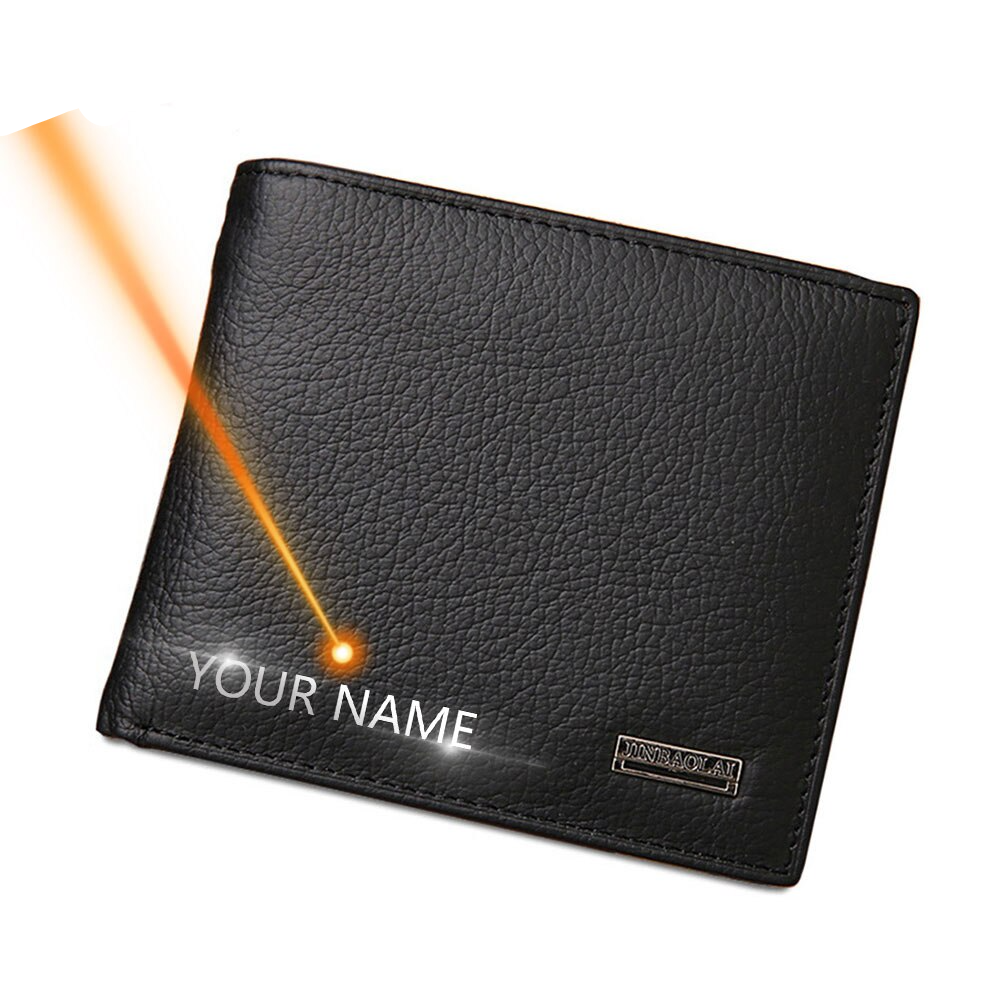 Herren Leder Brieftasche Portemonnaie Geldbeutel Geldbörse aus Echtem Leder mit Gravur/Textgravur
