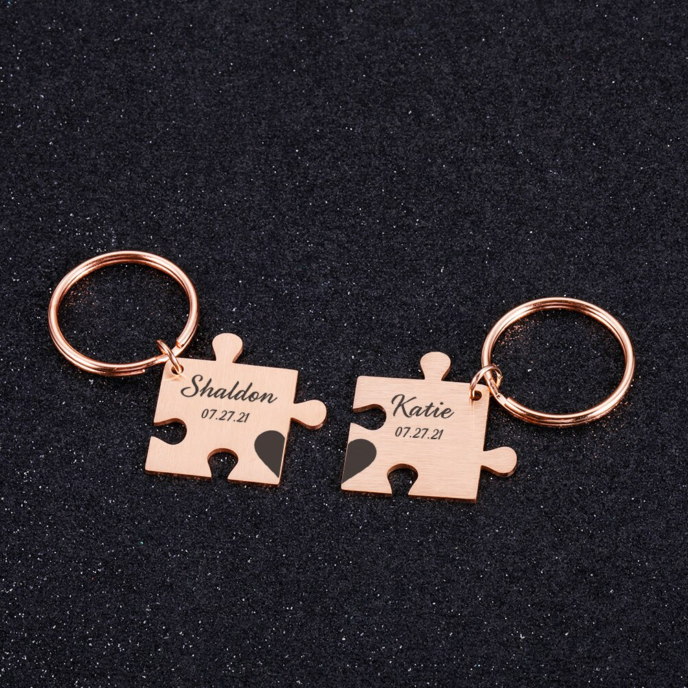 2 Teiliger Puzzle Partner- Schlüsselanhänger mit Namensgravur Personalisiert