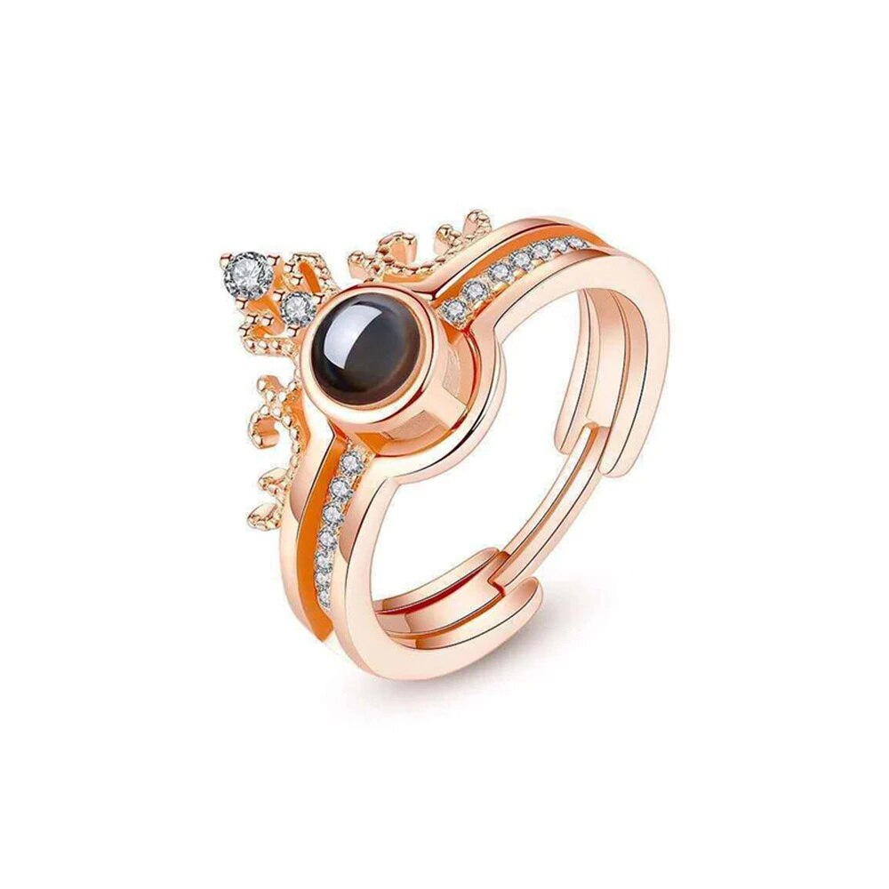 Ring mit eigenem Bild im Kristall-Stein | Klasse-Gravur Personalisierter Foto-Ring verstellbar