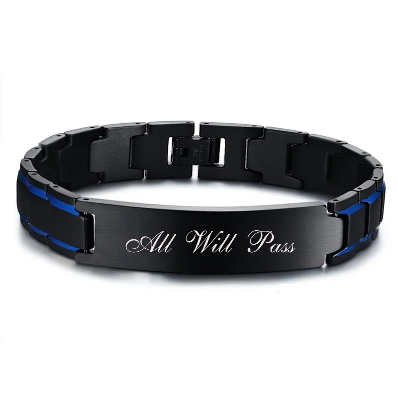 Herrenarmband aus Edelstahl mit Textgravur – personalisiert (21,5 cm)