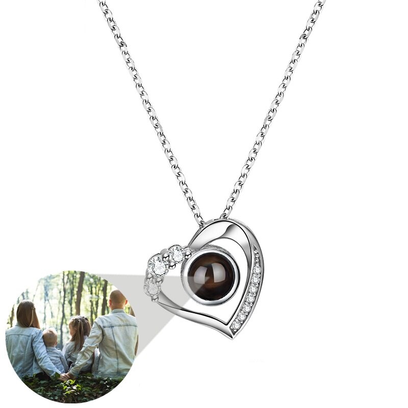 Zirkonia-Halskette mit Fotoprojektion aus 925er Sterling Silber – personalisiert mit eigenem Foto