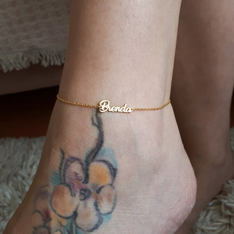 Personalisierte Edelstahl Fußkette mit eigenem Namen Wunschtext | Fußkettchen