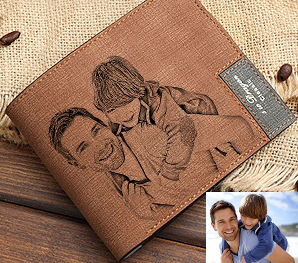 Herren Portemonnaie mit Fotogravur Brieftasche mit eigenem Bild Personalisierter Geldbeutel