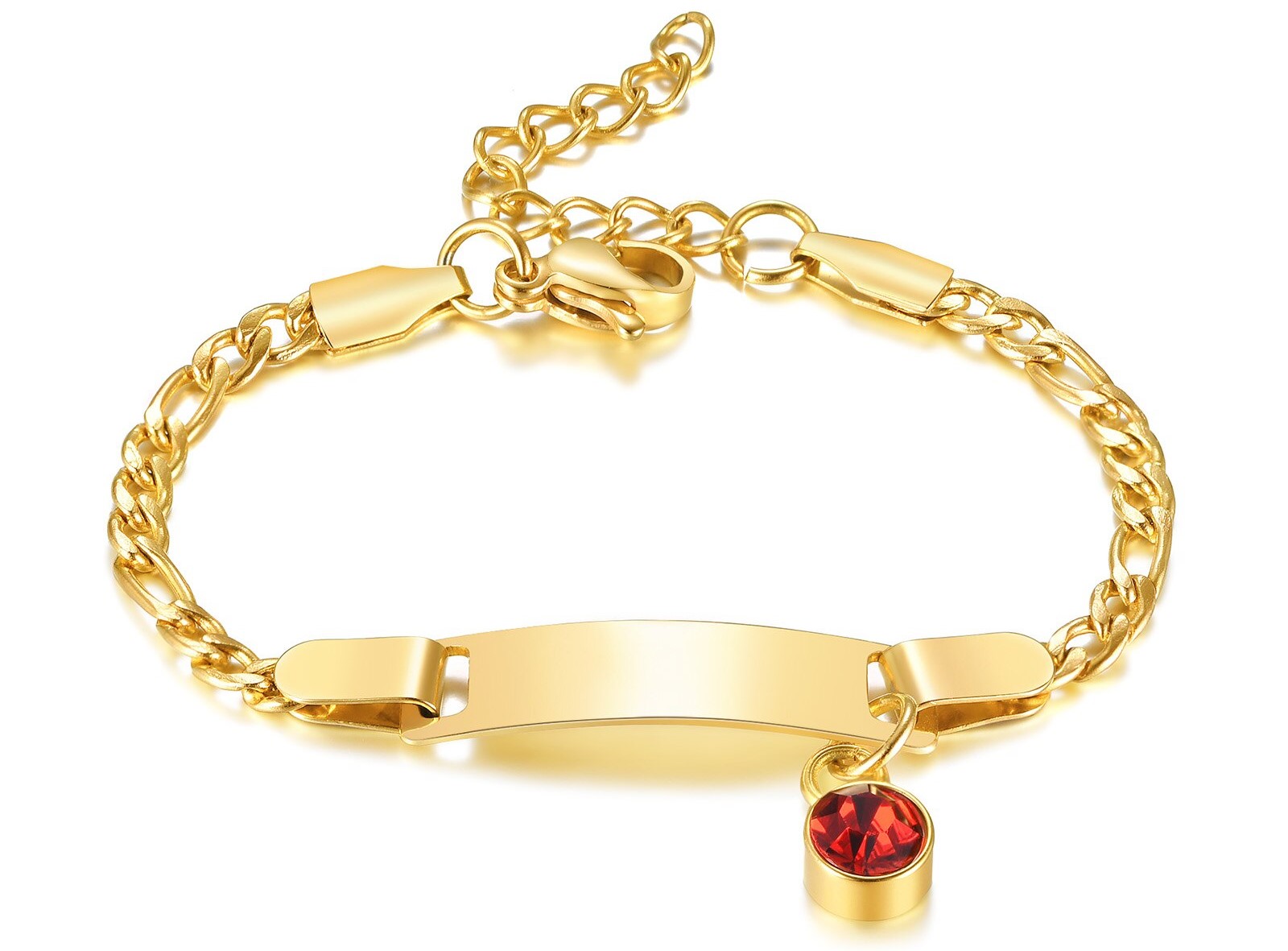 Kinder-Babyarmband-mit-Textgravur-Geburtsstein-Goldenes-Personalisiertes-Armband-Edelstahl-in-Gold