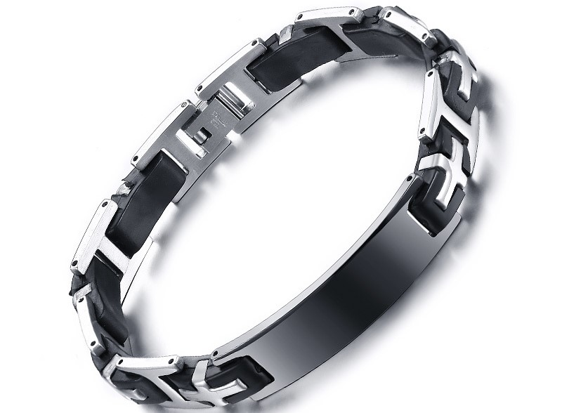 Personalisiertes-Herrenarmband-SilberSchwarz-mit-eigenem-Namen-Wunschtext-Gravur-Schwarz0jtNmK8TTuXqR