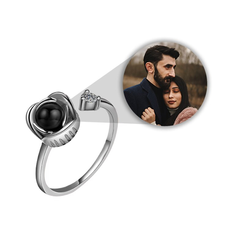 Projektion Ring mit eigenem Foto Bild im Kistall-Stein | Klasse-Gravur Personalisierter Ring