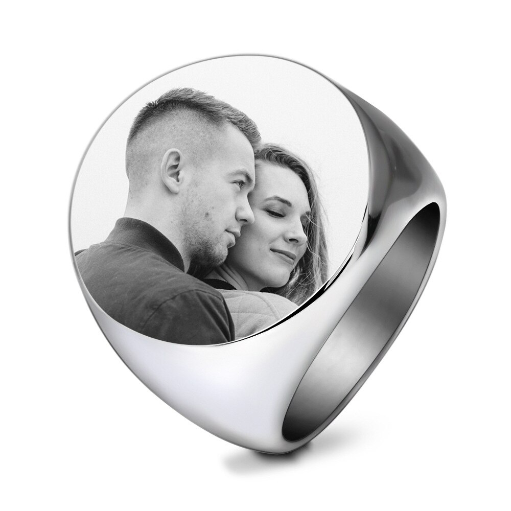 Runder Ring | Klasse-Gravur Personalisierter Ring mit Fotogravur