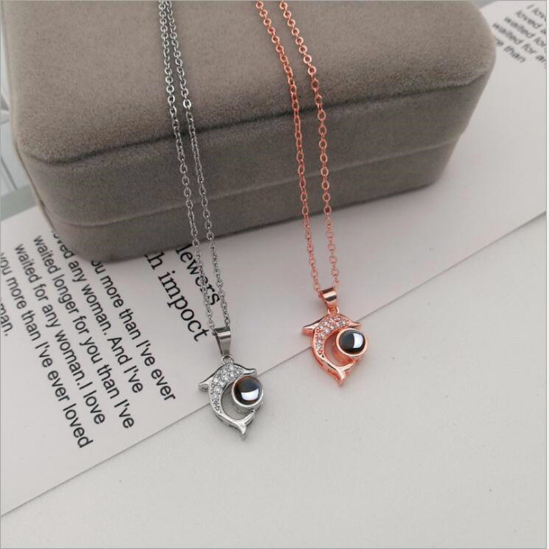 Damen Halskette 3D-Projektion Personalisierte Foto Kette mit eigenem Bild Foto - Delfin Halskette