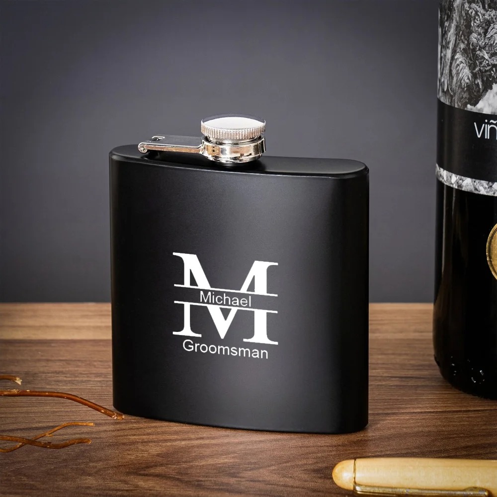 Flachmann mit Gravur aus Edelstahl 180 ml – personalisiert mit Wunschtext