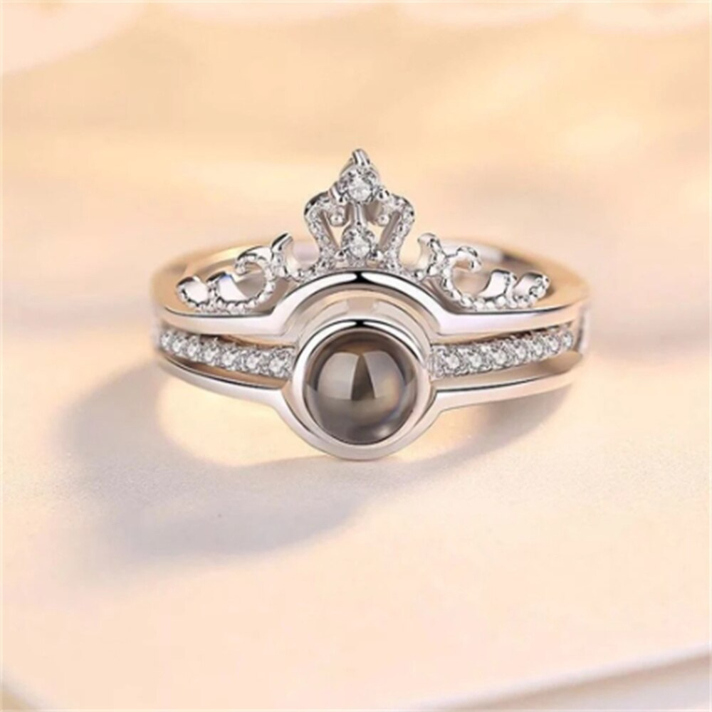 Ring mit eigenem Bild im Kristall-Stein | Klasse-Gravur Personalisierter Foto-Ring verstellbar