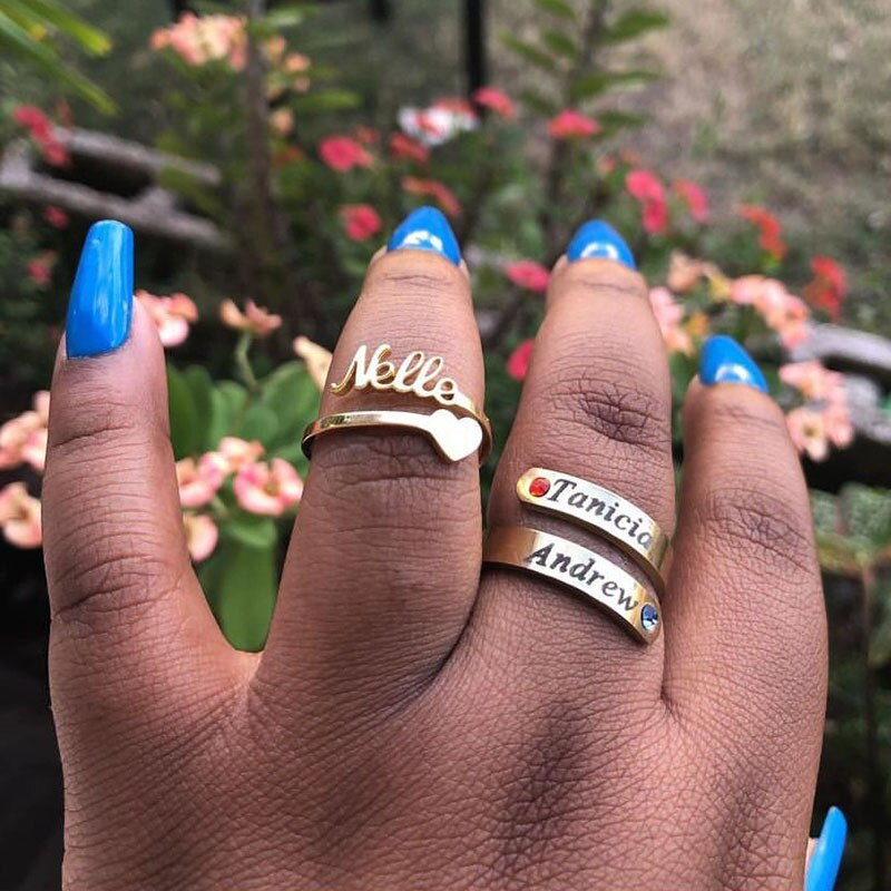 Damen Ring Personalisiert mit eigenem Namen Wunschtext | Klasse-Gravur Herz-Ring