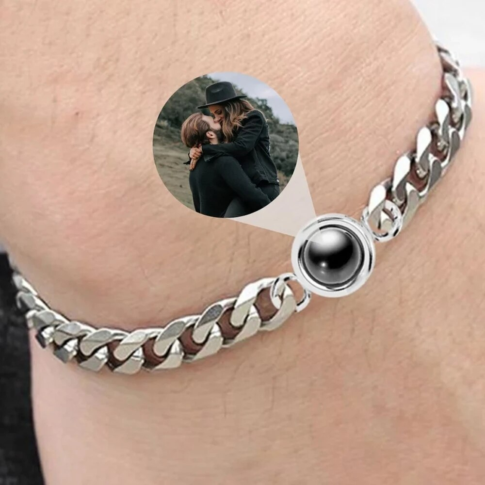 Personalisiertes Edelstahl Fotoarmband Armband mit Foto Projektion - Fotoprojektion
