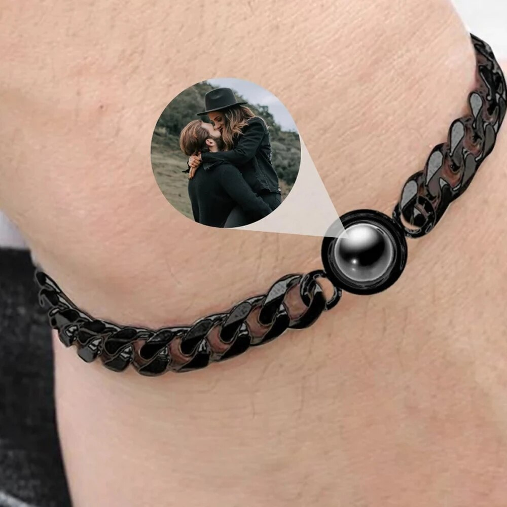 Personalisiertes Edelstahl Fotoarmband Armband mit Foto Projektion - Fotoprojektion