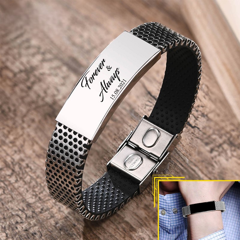 Verstellbares Edelstahl-Armband mit Gravur – Personalisiert mit Namen oder Wunschtext