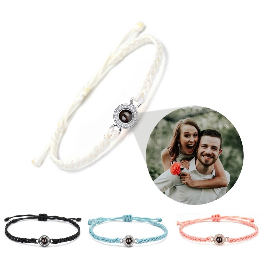 Zirkonia-Projektionsarmband mit eigenem Foto – personalisiertes Stoffarmband