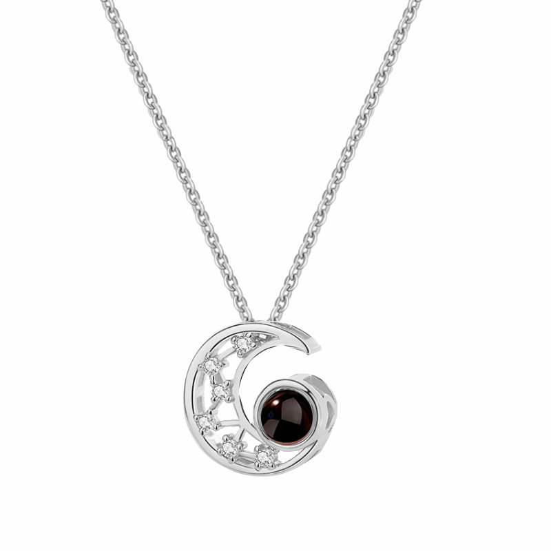 3D-Projektion Halskette Personalisierte Foto Kette mit eigenem Bild Foto - Mond Halskette