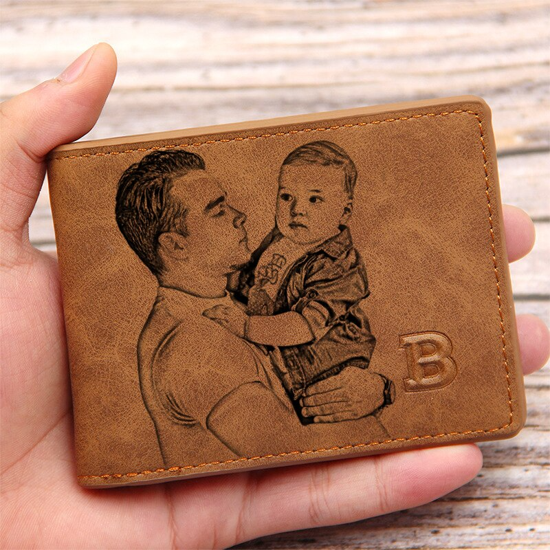Personalisierte Brieftasche Text/Foto Gravur Geldbörse Geldbeutel Portemonnaie mit Münzfach