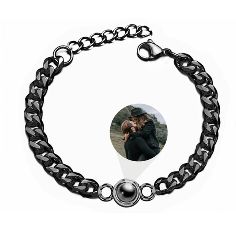 Personalisiertes Edelstahl Fotoarmband Armband mit Foto Projektion - Fotoprojektion