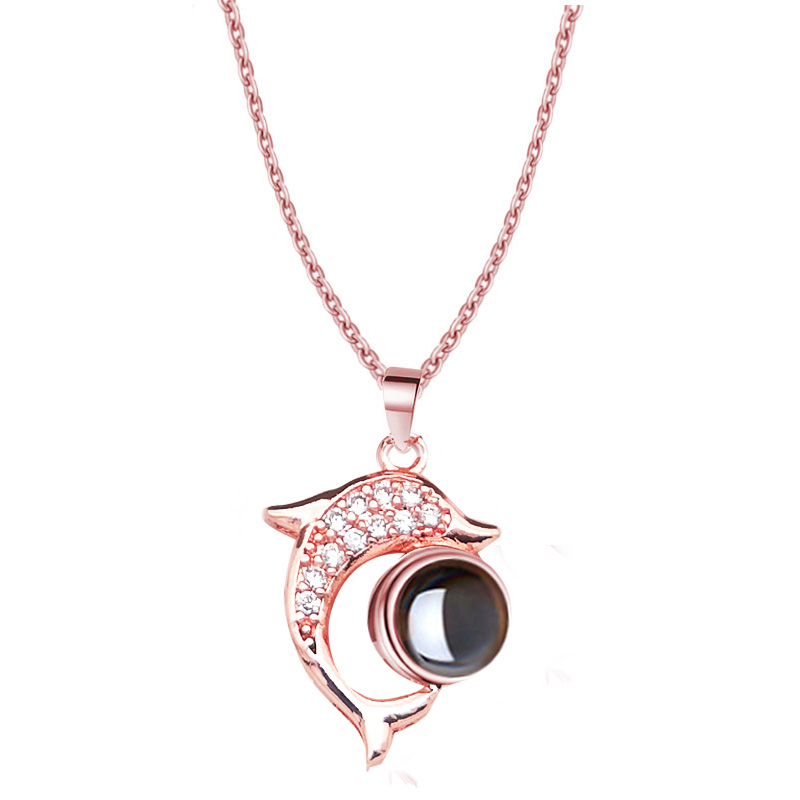 Damen Halskette 3D-Projektion Personalisierte Foto Kette mit eigenem Bild Foto - Delfin Halskette