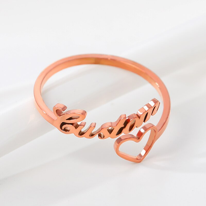 Namen-Signatur Ring Personalisiert mit eigenem Namen Wunschtext | Klasse-Gravur Herz-Ring