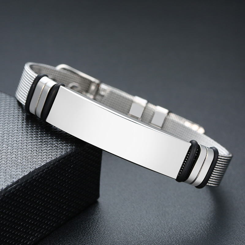 Edelstahl Armband mit eigenem Namen Herrenarmband Namensgravur