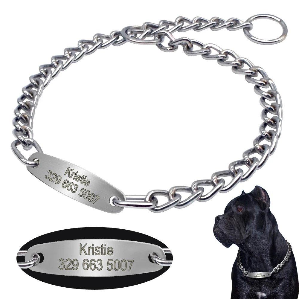 Gravur-Halsband aus Edelstahl – Personalisiertes Hundehalsband mit Name & Telefonnummer