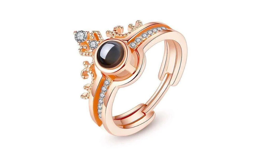 Ring mit eigenem Bild im Kristall-Stein | Klasse-Gravur Personalisierter Foto-Ring verstellbar