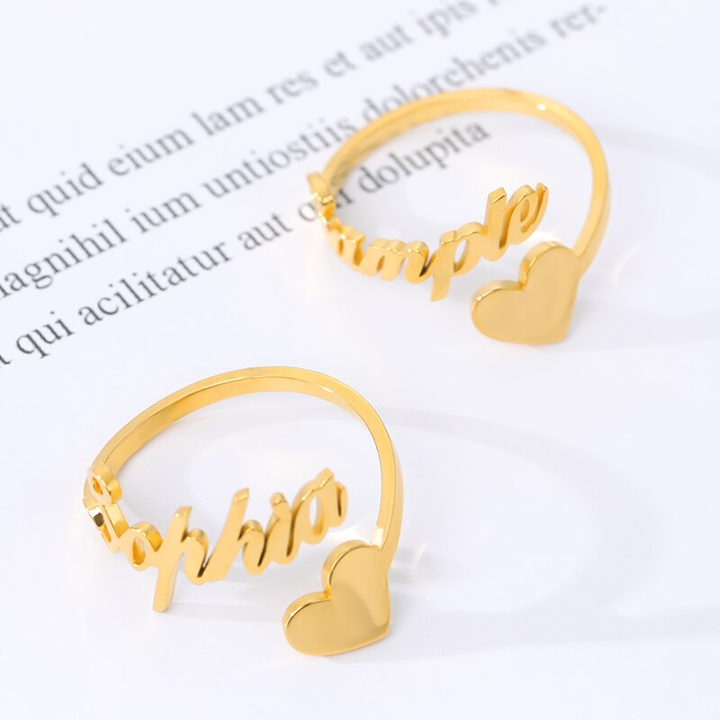 Damen Ring Personalisiert mit eigenem Namen Wunschtext | Klasse-Gravur Herz-Ring