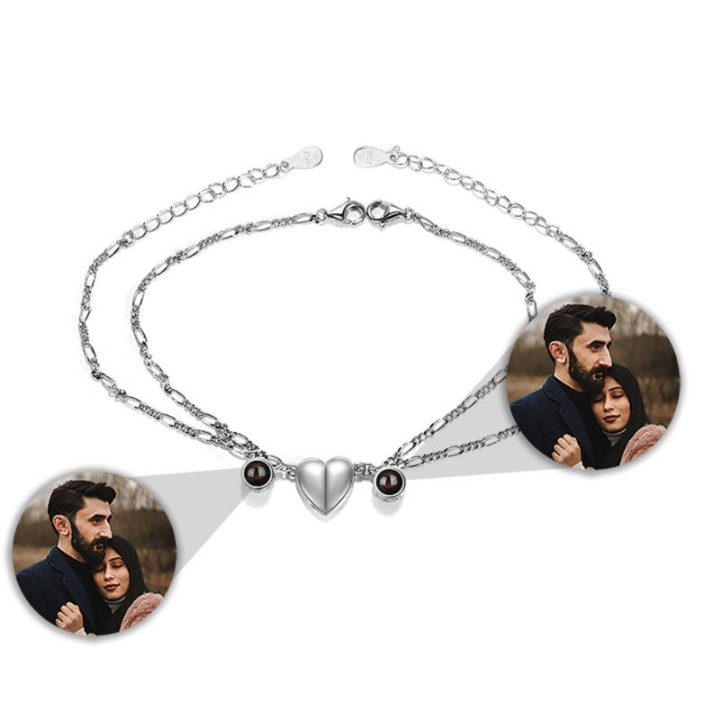 Partner Doppel-Projektion Armband (Herzförmig) mit eigenem Foto im Kristall-Stein 3D-ArmbandPartner Doppel-Projektion Armband (Herzförmig) mit eigenem Foto im Kristall-Stein 3D-Armband