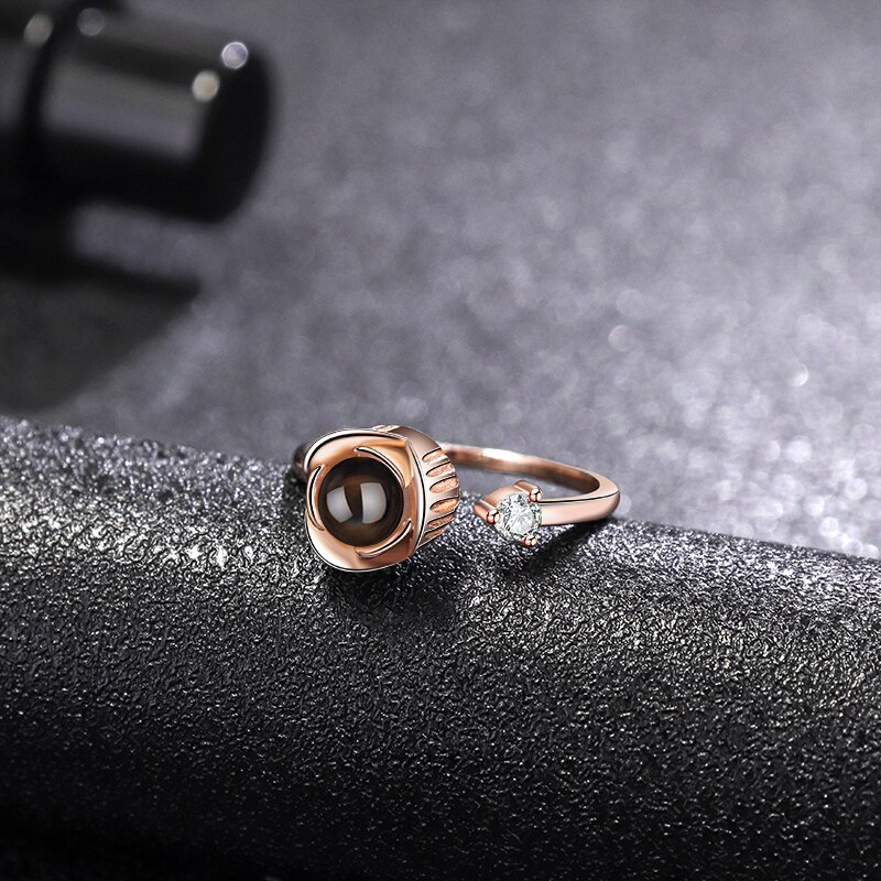 Projektion Ring mit eigenem Foto Bild im Kistall-Stein | Klasse-Gravur Personalisierter Ring