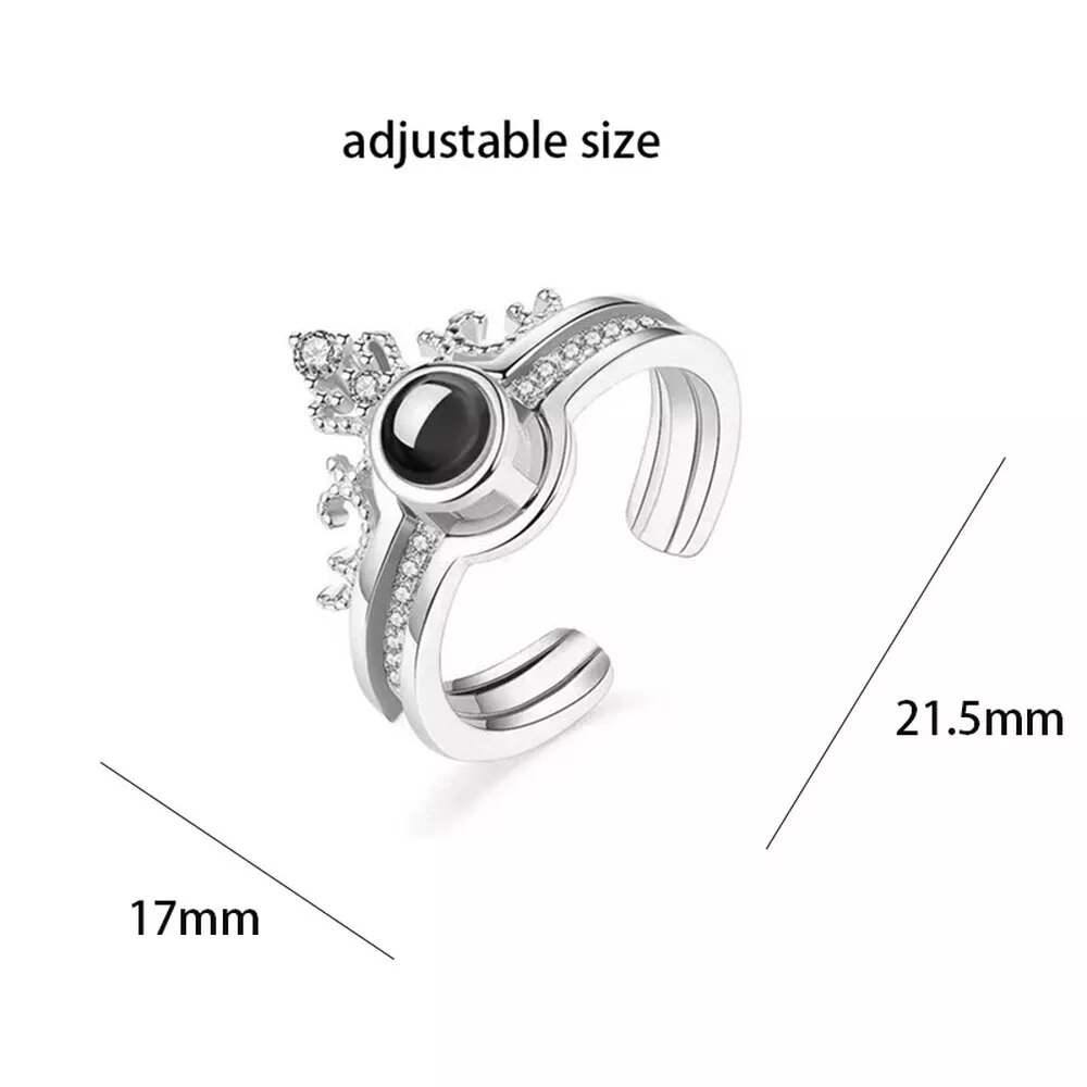 Ring mit eigenem Bild im Kristall-Stein | Klasse-Gravur Personalisierter Foto-Ring verstellbar