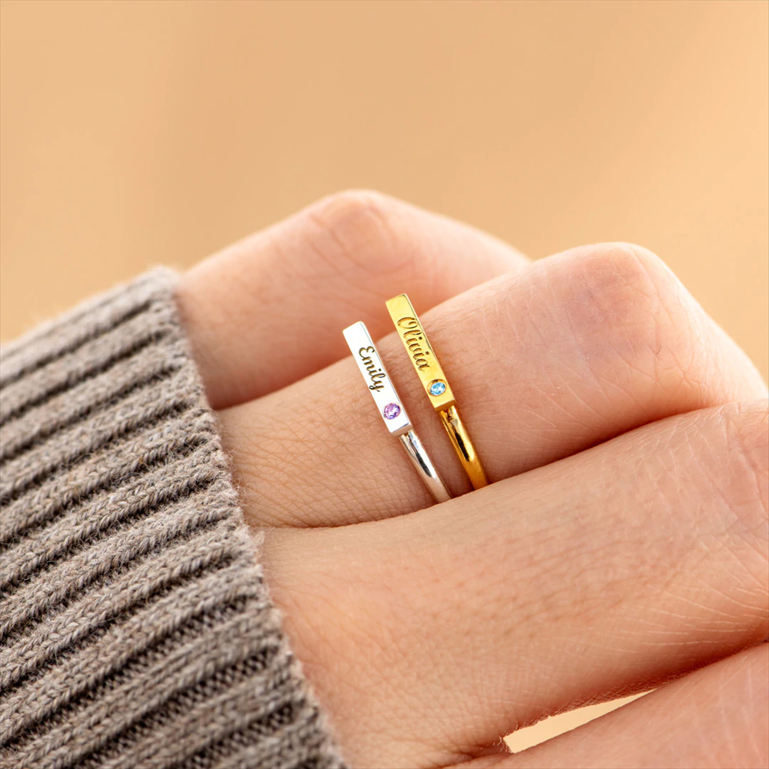 Ring mit Gravur | Klasse-Gravur Personalisierter Ring mit eigenem Namen Wunschtext