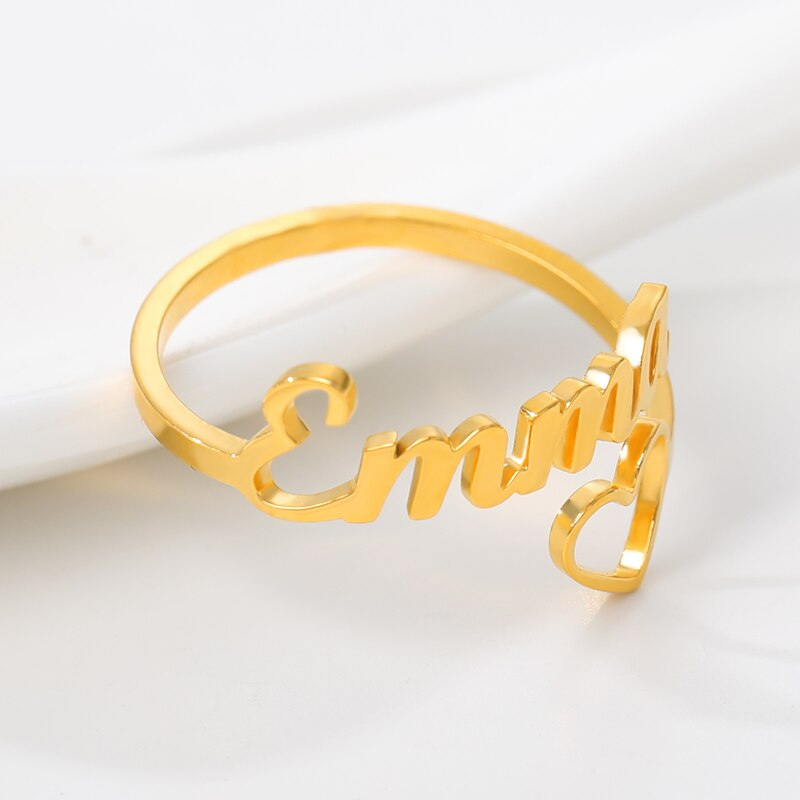 Namen-Signatur Ring Personalisiert mit eigenem Namen Wunschtext | Klasse-Gravur Herz-Ring