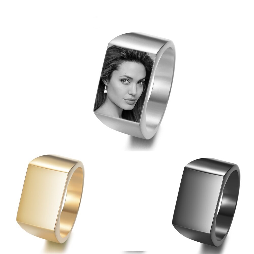 Personalisierter Ring mit Fotogravur | Klasse-Gravur Ring mit eigenem Bild