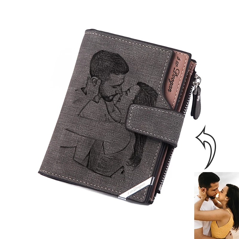 Foto-Portemonnaie mit Gravur – personalisierte Brieftasche mit eigenem Bild & Textgravur