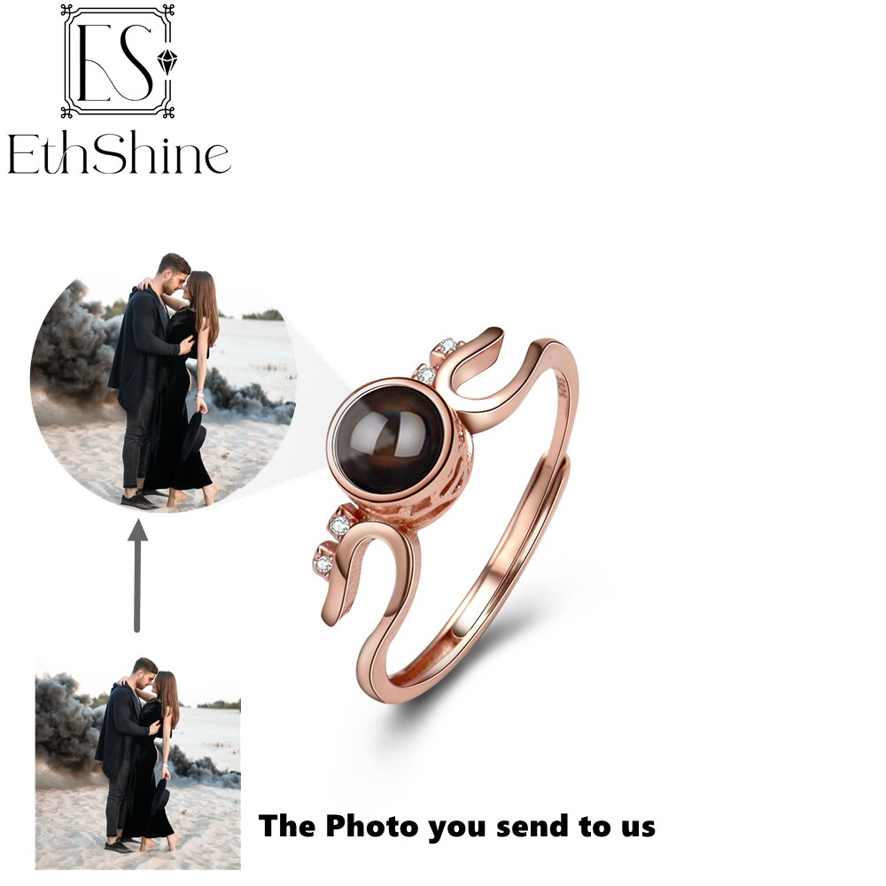 Verstellbarer Fotoprojektion-Ring mit eigenem Bild im Kristall-Stein | Klasse-Gravur