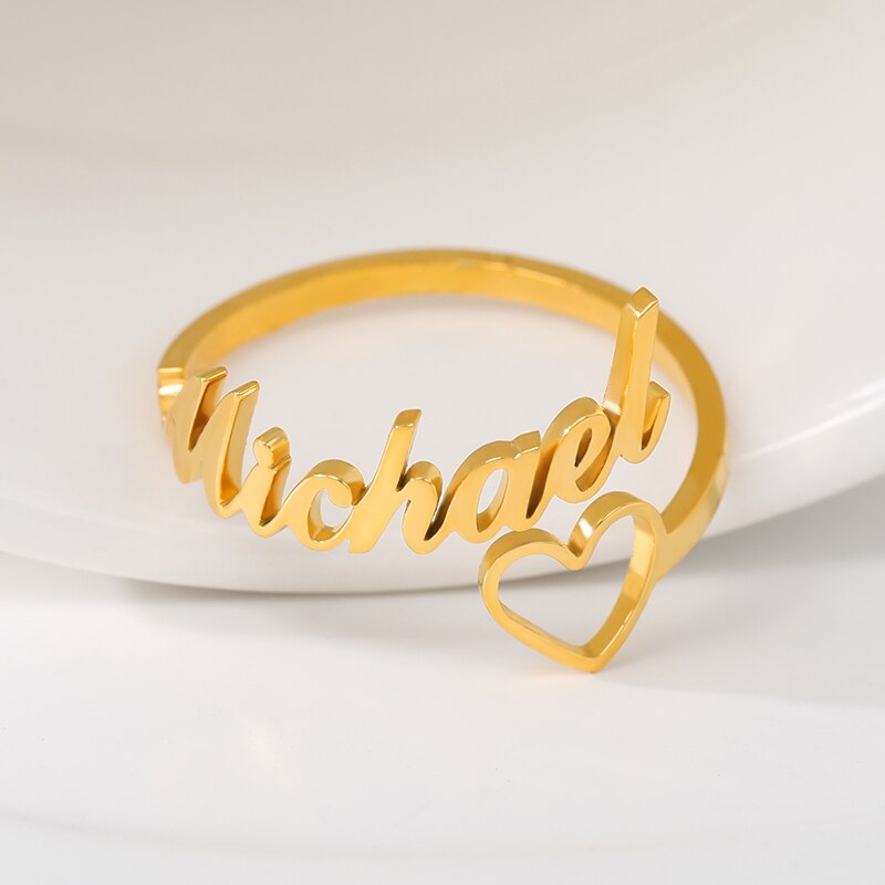 Namen-Signatur Ring Personalisiert mit eigenem Namen Wunschtext | Klasse-Gravur Herz-Ring