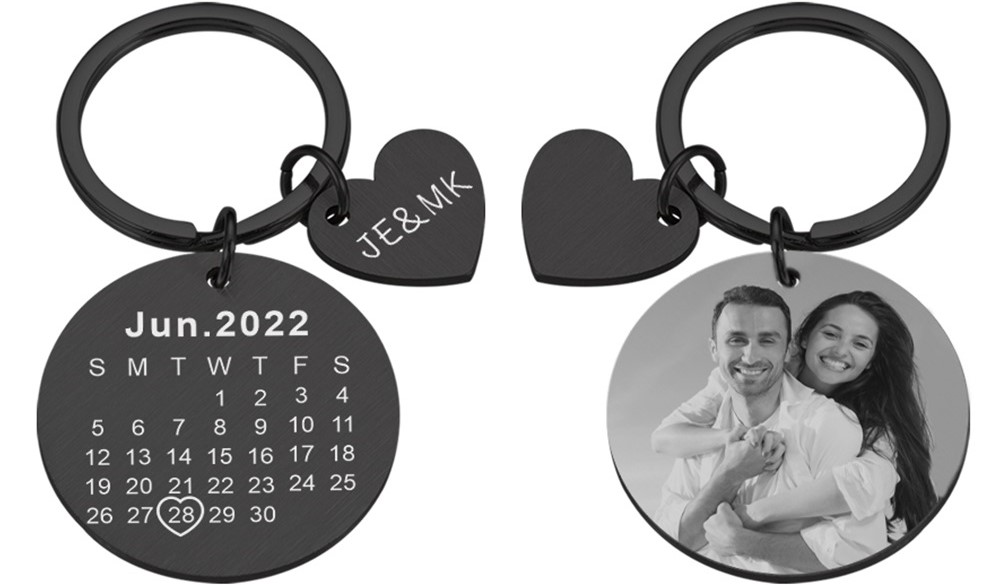 Schlüsselanhänger mit Datum + Fotogravur Personalisiert - Edelstahl 2