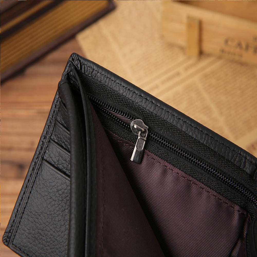 Herren Leder Brieftasche Portemonnaie Geldbeutel Geldbörse aus Echtem Leder mit Gravur/Textgravur
