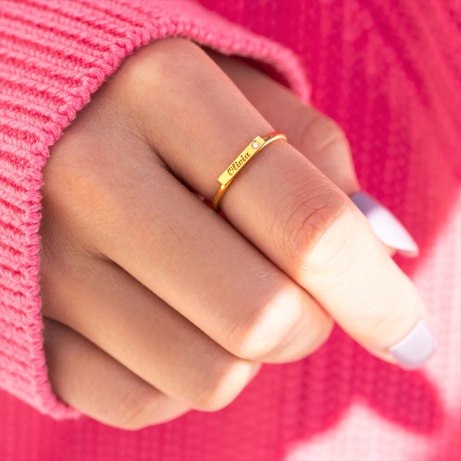 Ring mit Gravur | Klasse-Gravur Personalisierter Ring mit eigenem Namen Wunschtext