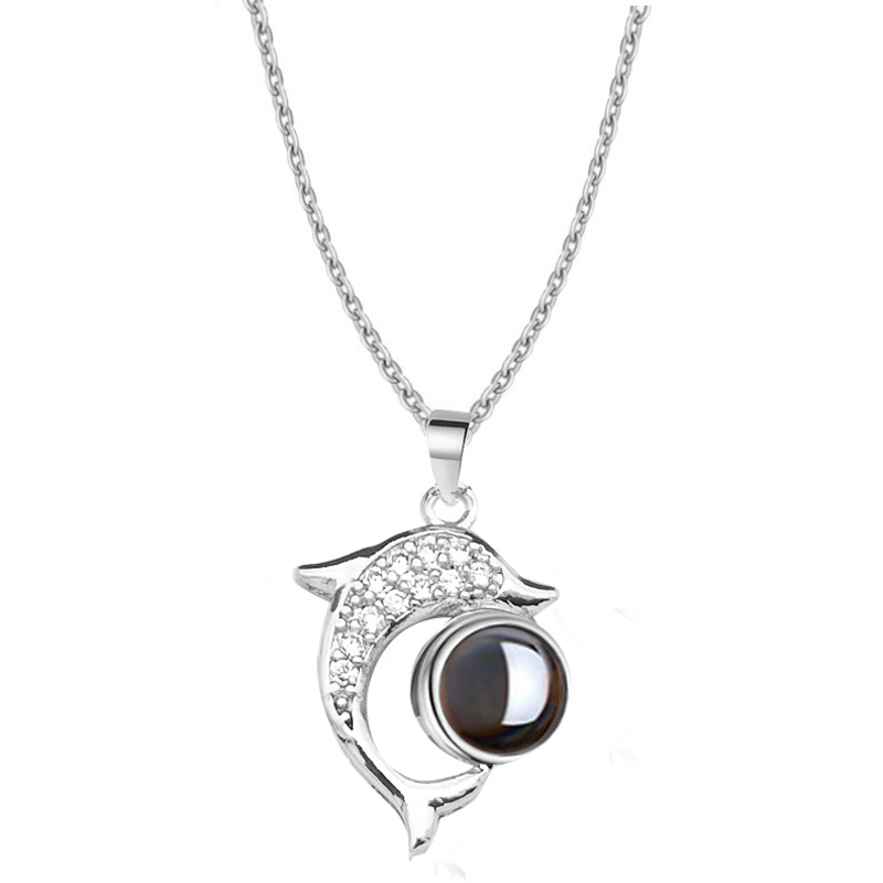 Damen Halskette 3D-Projektion Personalisierte Foto Kette mit eigenem Bild Foto - Delfin Halskette