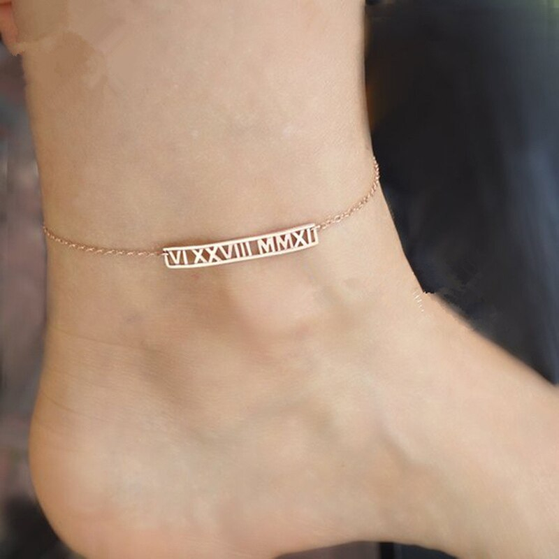 Elegante Fußkette aus Edelstahl mit eigenem Namen Wunschtext Signatur Personalisiertes Fußkettchen